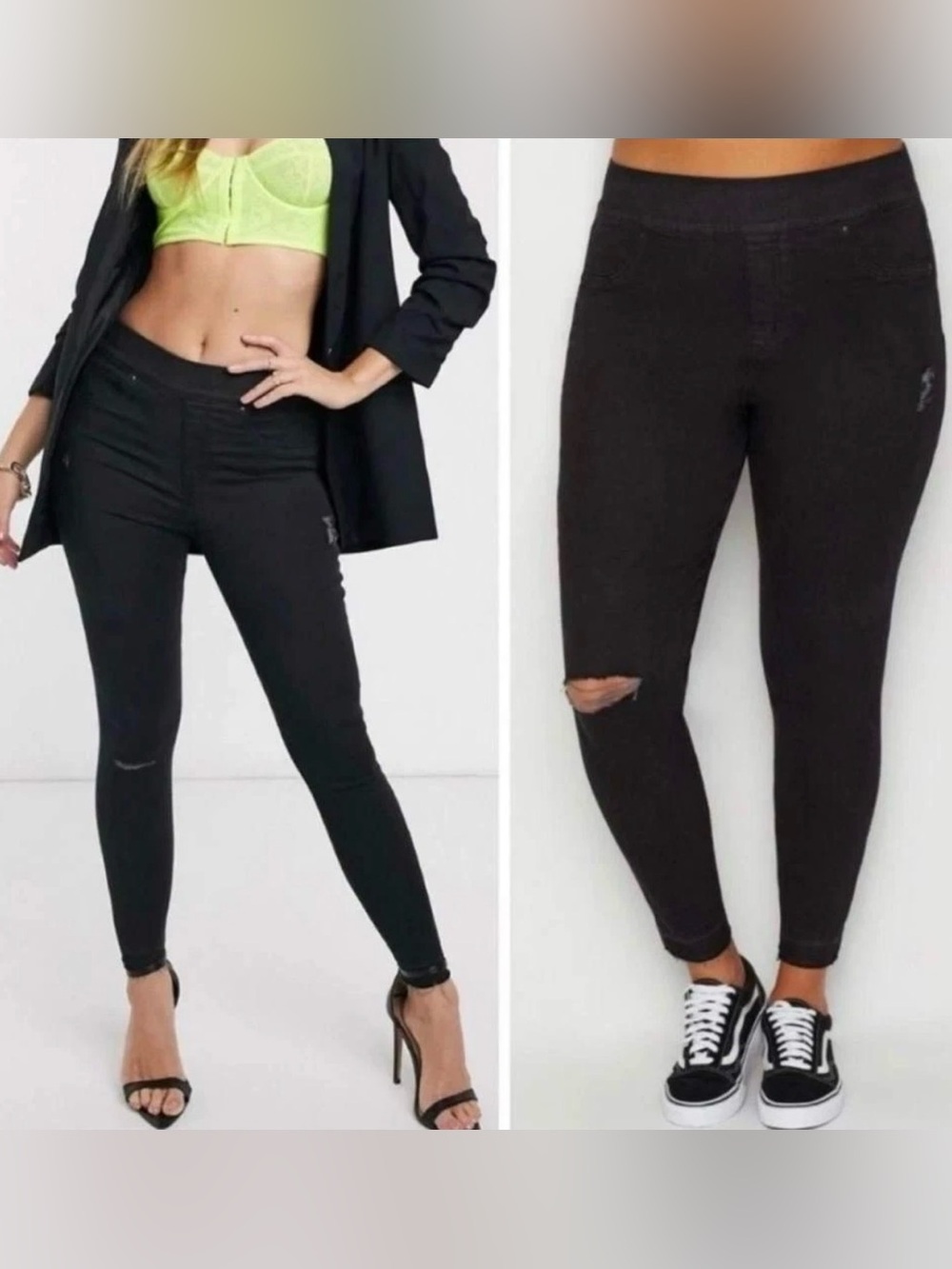 Spanx distressed black jeggings Raw Hem skinny pants Small grunge